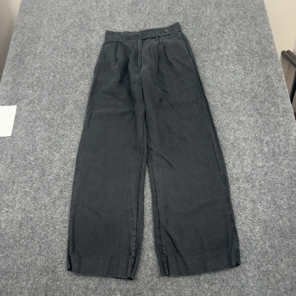 Abercrombie & Fitch Pants Womens 27 Black Linen Wide Leg Pleated Casual Summer